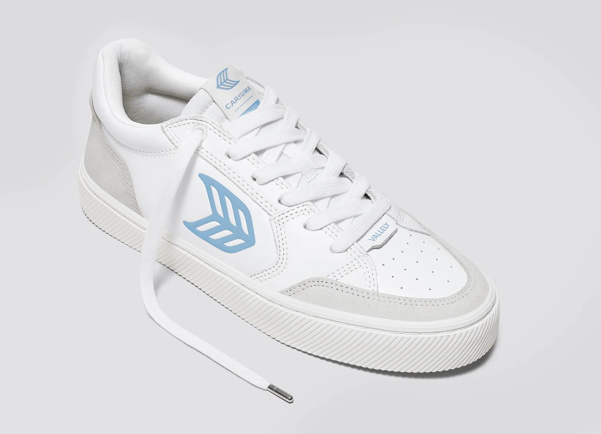 VALLELY White Leather Vintage White Suede Argentina Blue Logo Sneaker Women