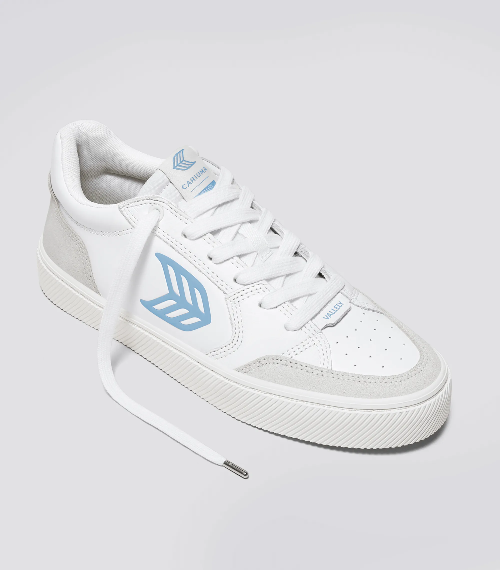 VALLELY White Leather Vintage White Suede Argentina Blue Logo Sneaker Women