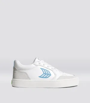 VALLELY White Leather Vintage White Suede Argentina Blue Logo Sneaker Women