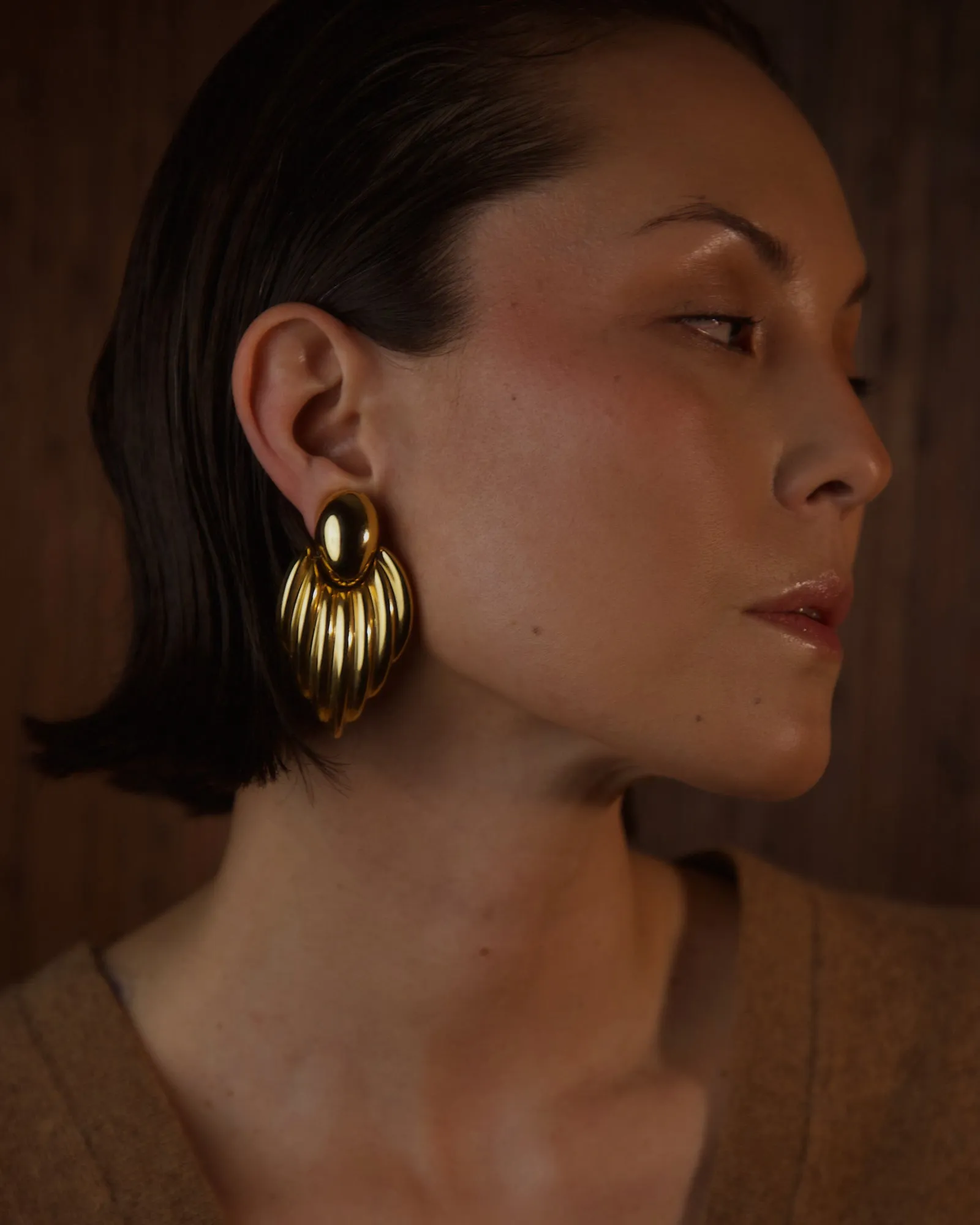 Vintage 80's Polished Tube Drop Earrings