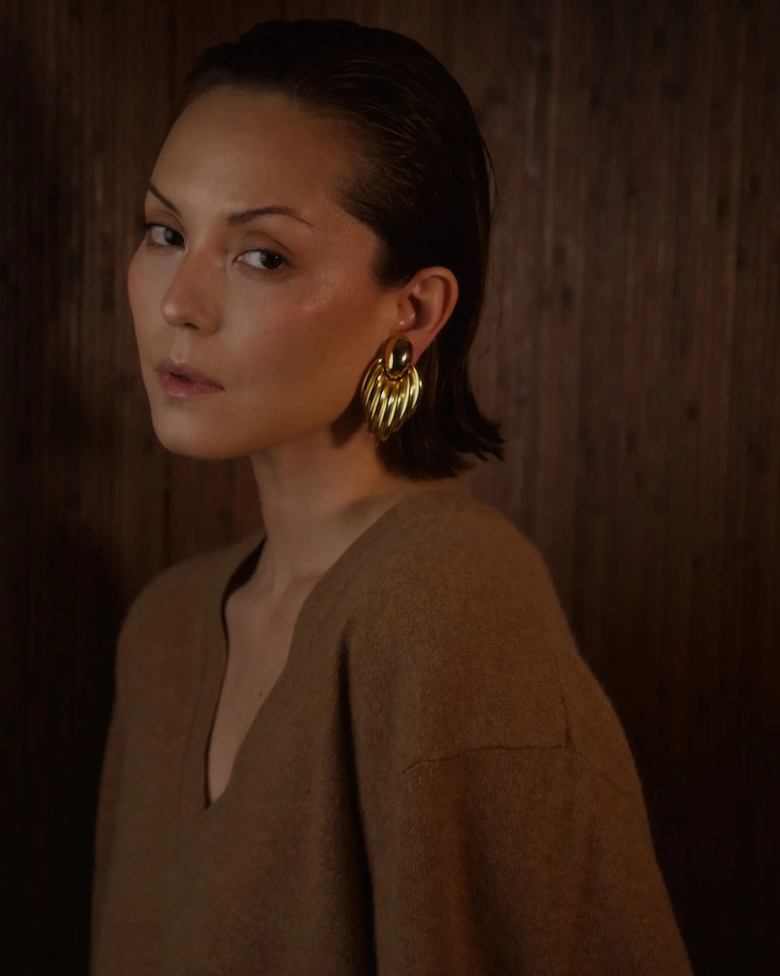 Vintage 80's Polished Tube Drop Earrings