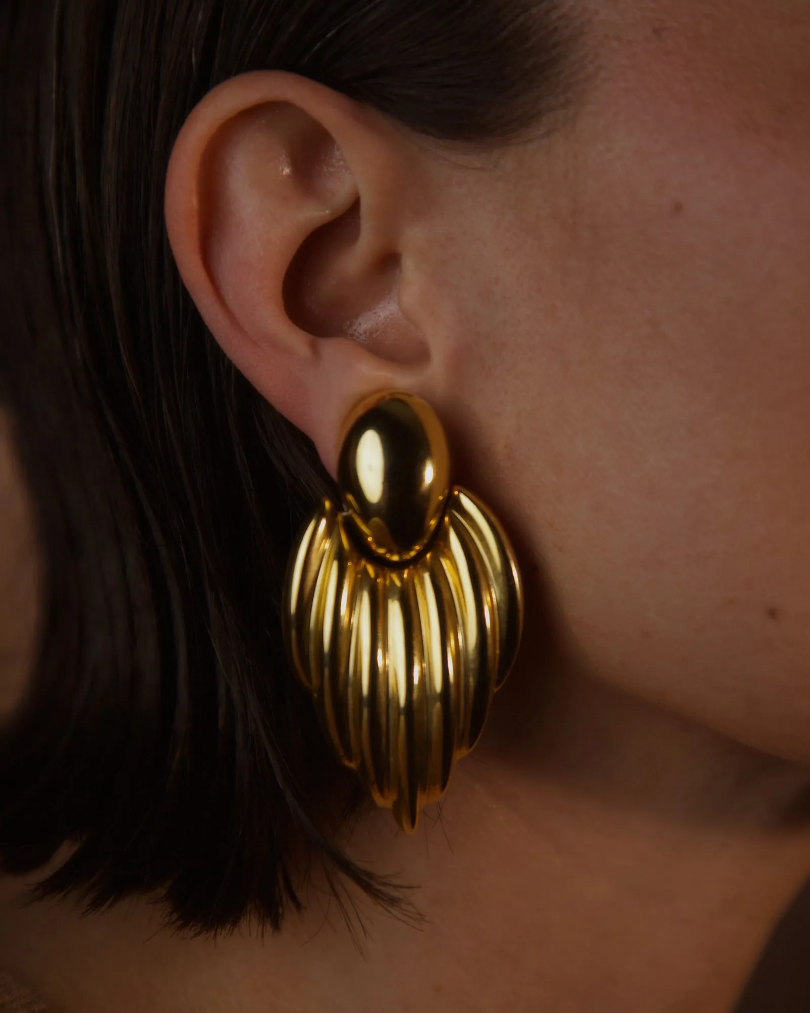 Vintage 80's Polished Tube Drop Earrings