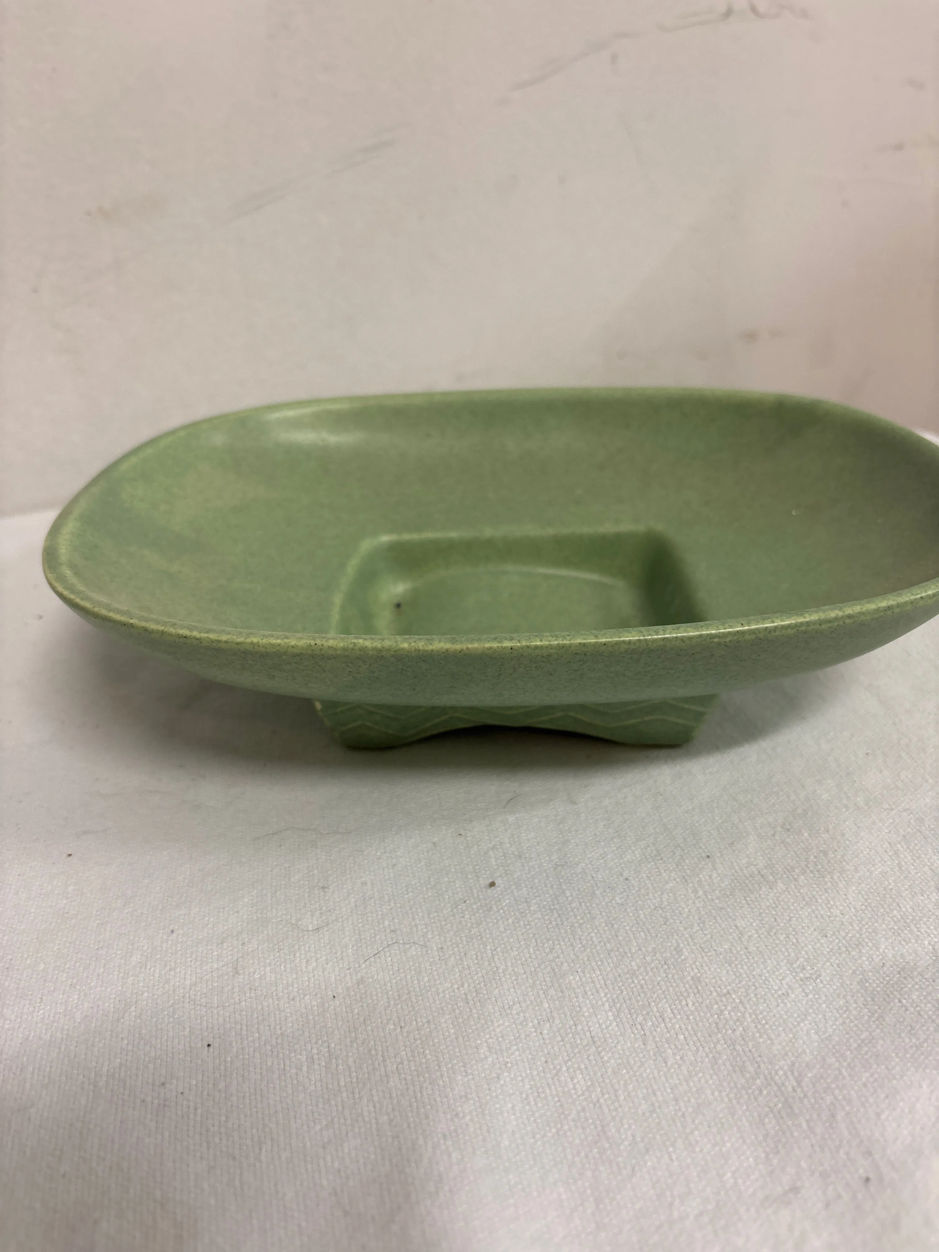Vintage McCoy Pottery Green Specks Console Bowl