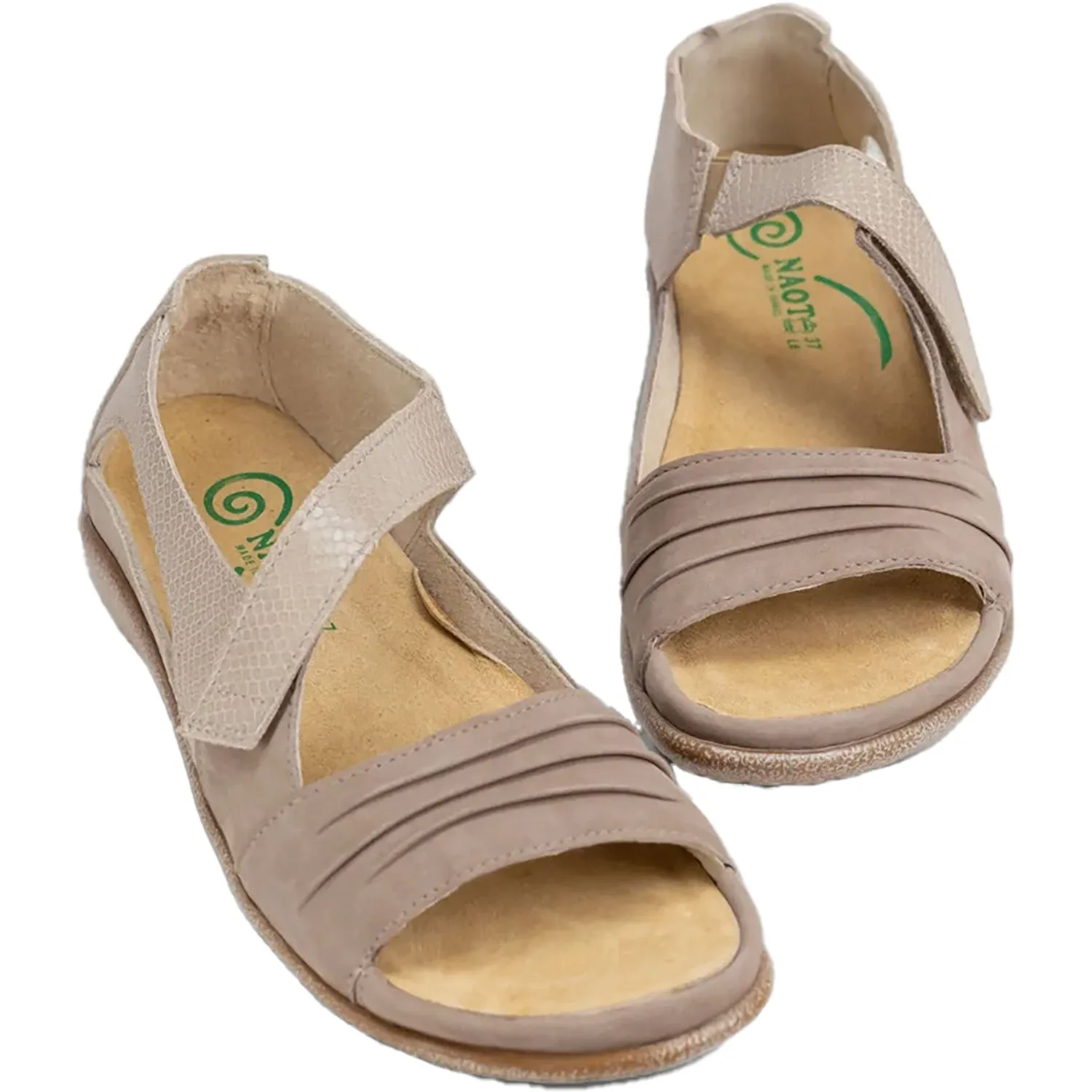 Women's Naot Papaki Stone Nubuck/Beige Lizard Leather