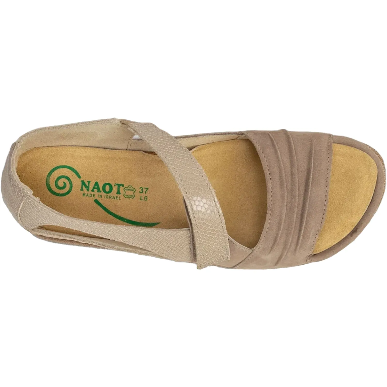 Women's Naot Papaki Stone Nubuck/Beige Lizard Leather