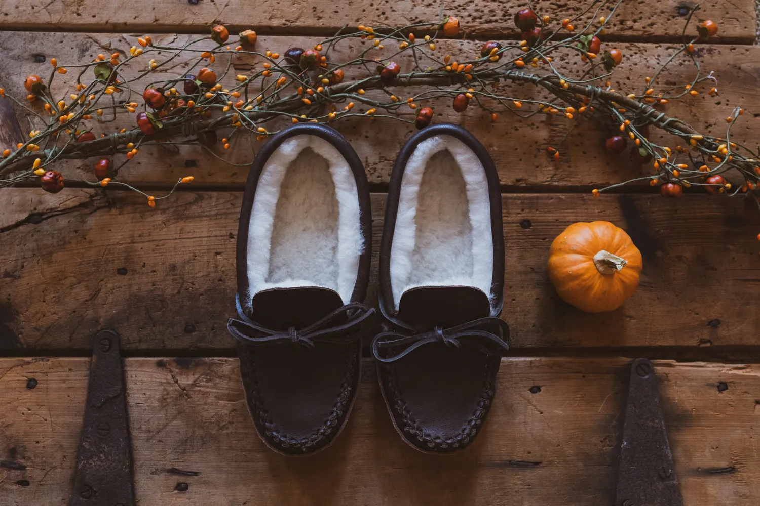 Women's Sheepskin Lined Moccasin Slippers (Clearance)