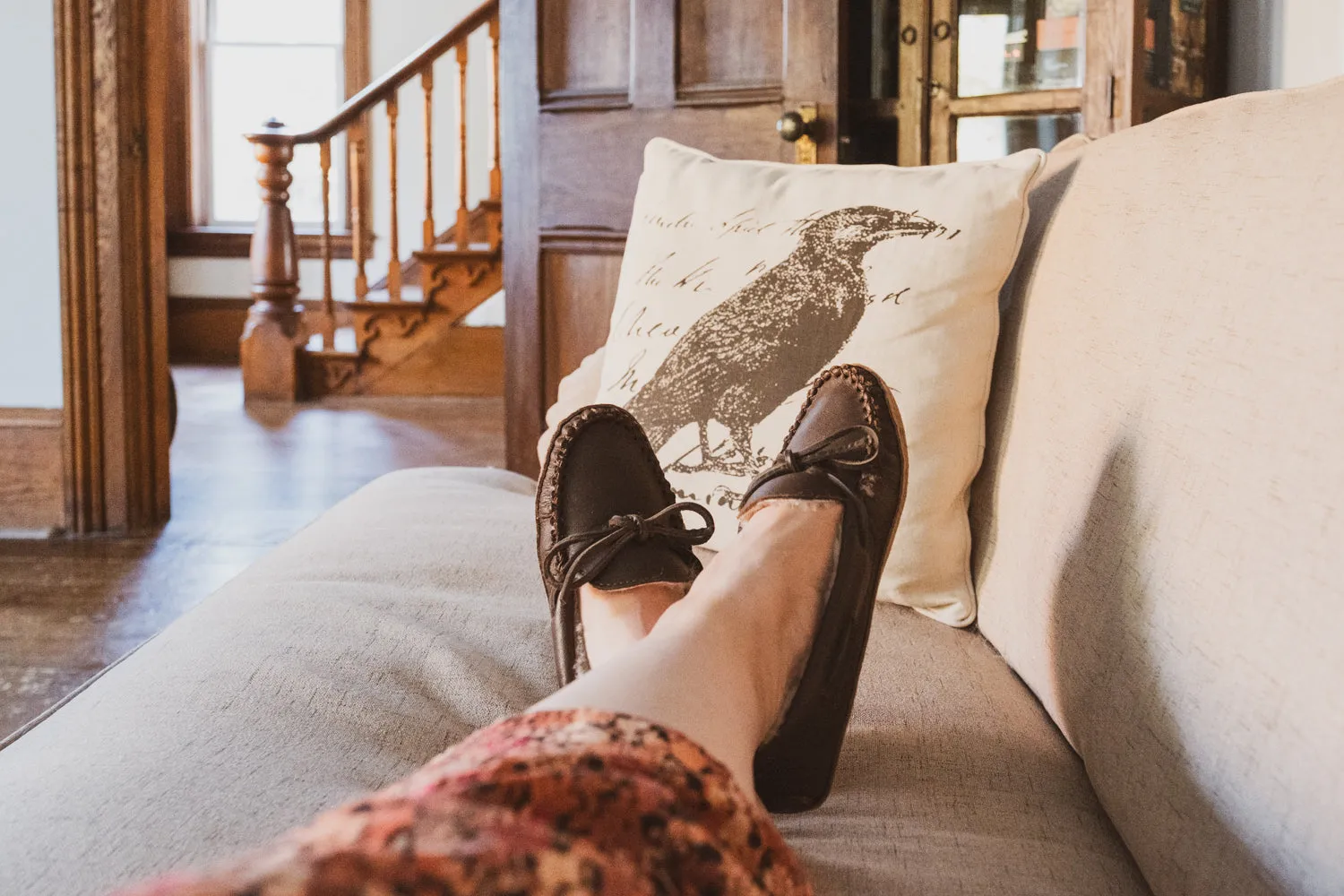 Women's Sheepskin Lined Moccasin Slippers (Clearance)