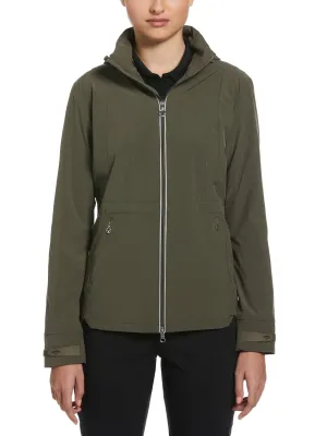 Womens Wind and Water Resistant Golf Jacket with Packable Hood