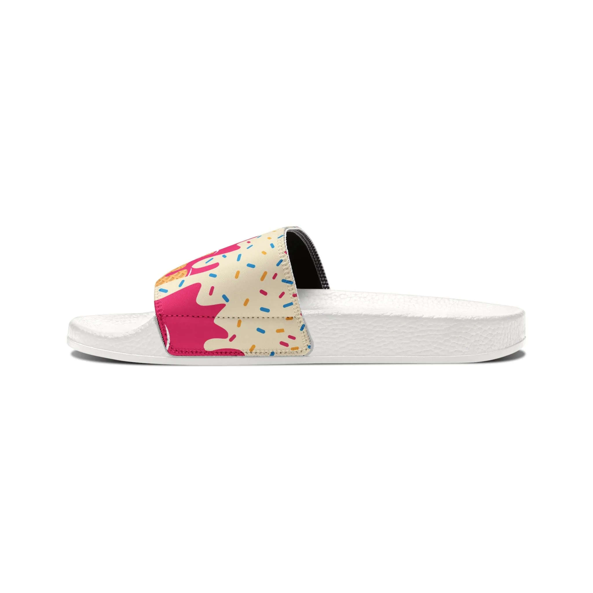 Youth Removable-Strap Sandals, Fun Summer Footwear, Colorful Poolside Slides, Ice Cream Drip, Perfect for Playdates, Beach Trips, Game Days