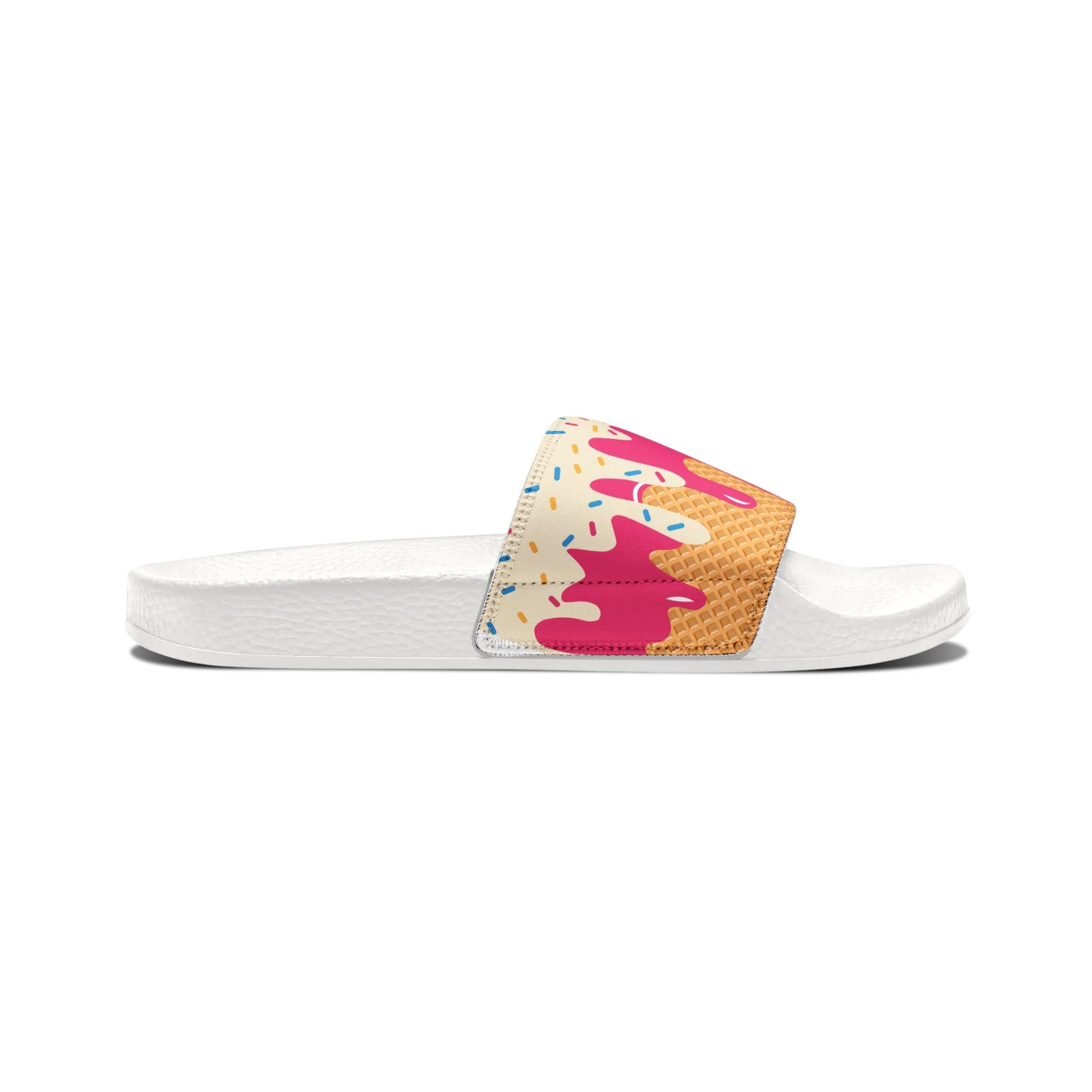 Youth Removable-Strap Sandals, Fun Summer Footwear, Colorful Poolside Slides, Ice Cream Drip, Perfect for Playdates, Beach Trips, Game Days