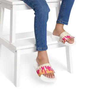 Youth Removable-Strap Sandals, Fun Summer Footwear, Colorful Poolside Slides, Ice Cream Drip, Perfect for Playdates, Beach Trips, Game Days