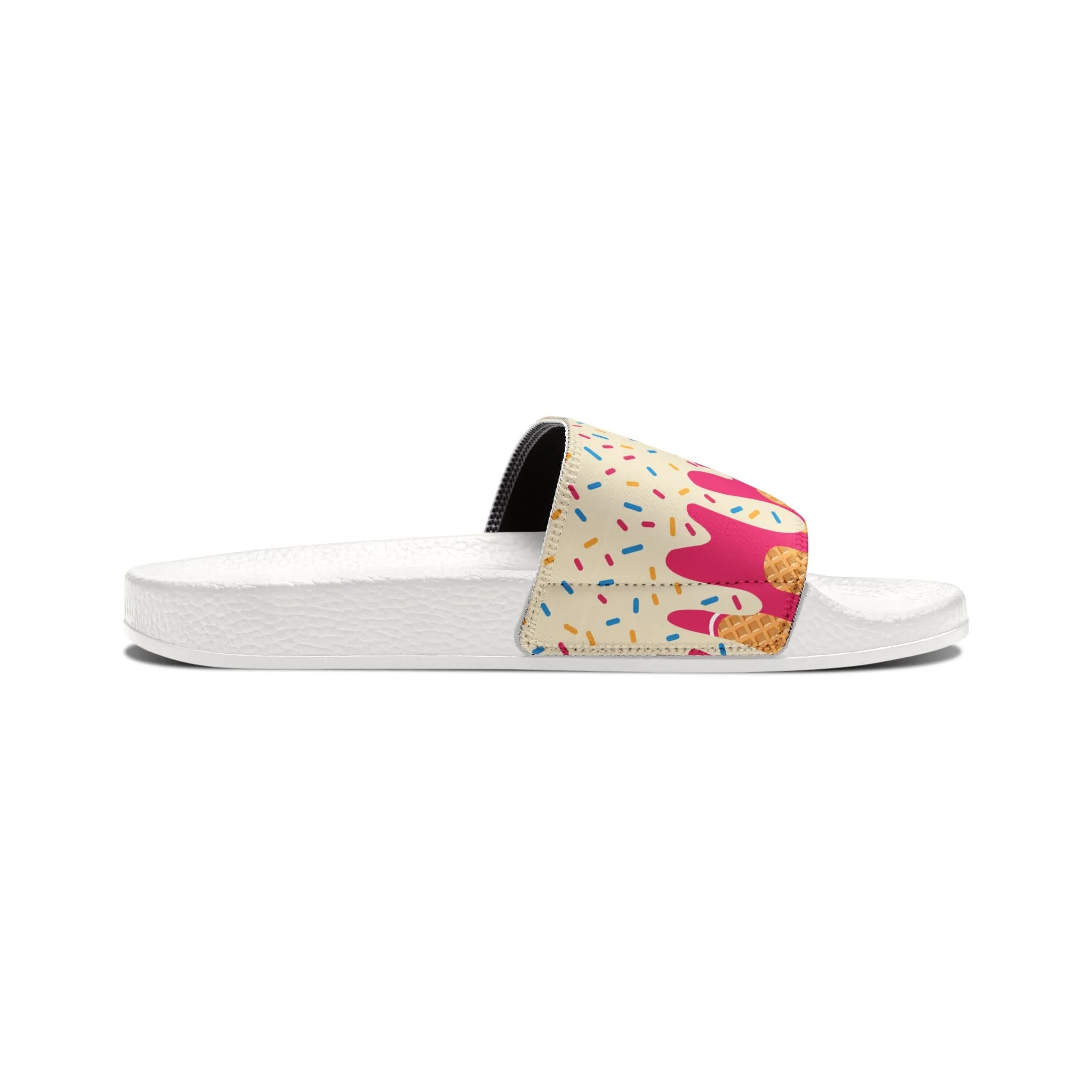 Youth Removable-Strap Sandals, Fun Summer Footwear, Colorful Poolside Slides, Ice Cream Drip, Perfect for Playdates, Beach Trips, Game Days