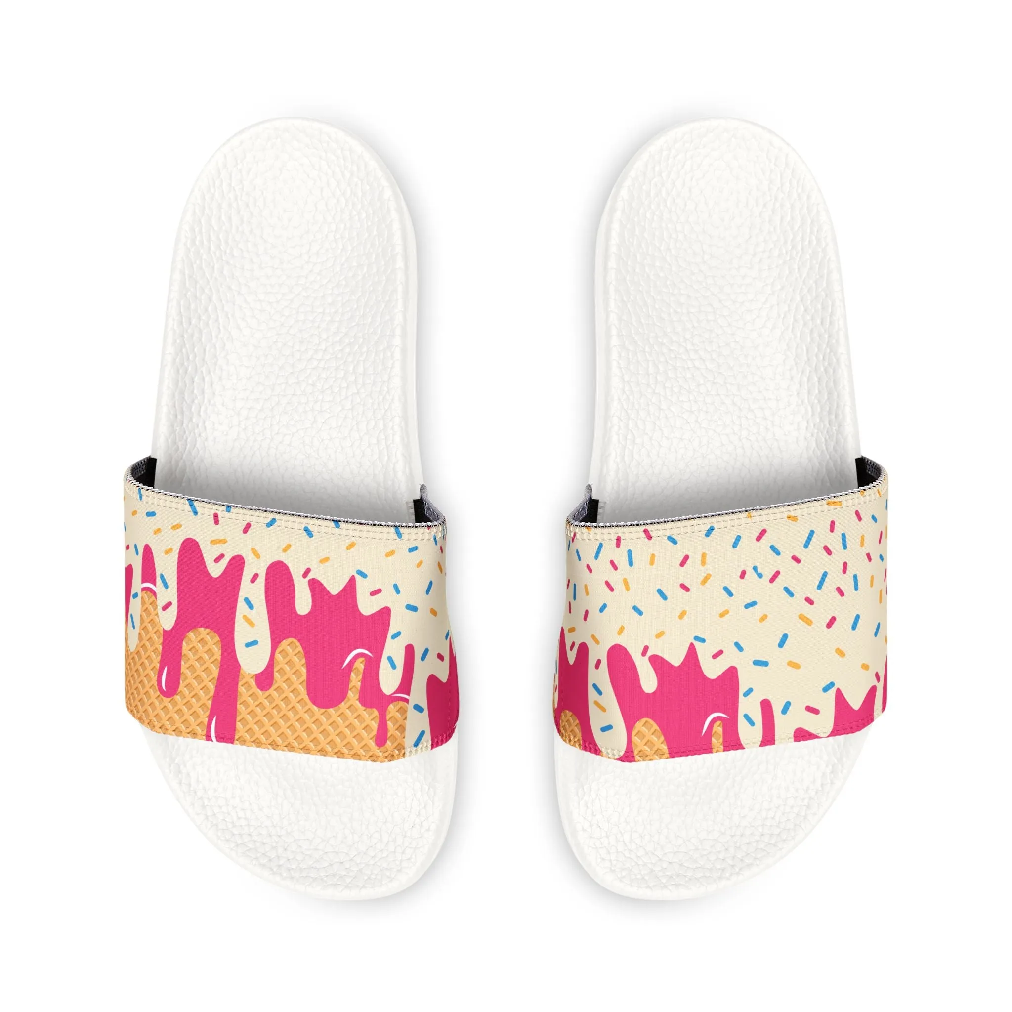 Youth Removable-Strap Sandals, Fun Summer Footwear, Colorful Poolside Slides, Ice Cream Drip, Perfect for Playdates, Beach Trips, Game Days